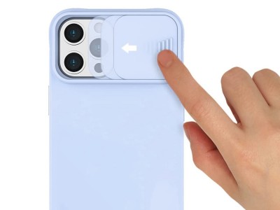 Silicone Camshield (modr�) � Silik�nov� kryt s posuvnou ochranou kamery pro Apple iPhone 12