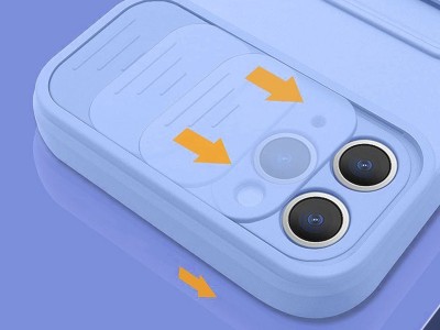 Silicone Camshield (modr)  Siliknov kryt s posuvnou ochranou kamery pre Apple iPhone 12