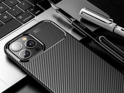 Carbon Fiber Black (�ierny) - Ochrann� kryt (obal) pre Apple iPhone 13 Pro Max