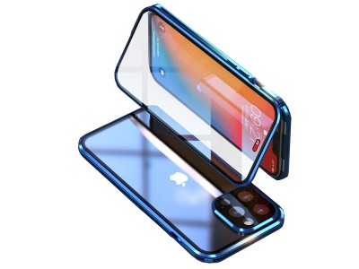 Magnetic Shield 360° Blue (modrý) - Magnetický kryt s obojstranným tvrdeným sklom a ochranou kamery pro Apple iPhone 12 Pro