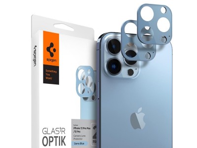 SPIGEN GLAStR Optik - 2x Tvrdené ochranné sklo na zadní kameru pro Apple iPhone 13 Pro / 13 Pro Max (modré)
