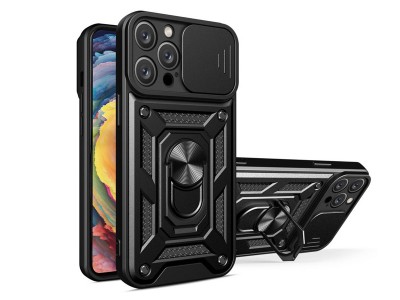 Fusion Ring Camshield II  Ochrann kryt s ochranou kamery pre Apple iPhone 14 Pro (ierny)