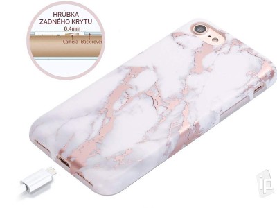 Glitter Marble Case (biely) - Trblietav ochrann obal (kryt) pre Apple iPhone 6 / 7 / 8 / SE 2020