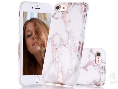 Glitter Marble Case (biely) - Trblietav ochrann obal (kryt) pre Apple iPhone 6 / 7 / 8 / SE 2020