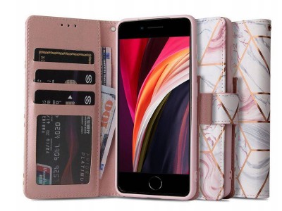 Tech-Protect Wallet Marble  Peaenkov puzdro pre Apple iPhone 7 / 8 / SE 2020 / SE 2022 (ruov s mramorovm motvom)