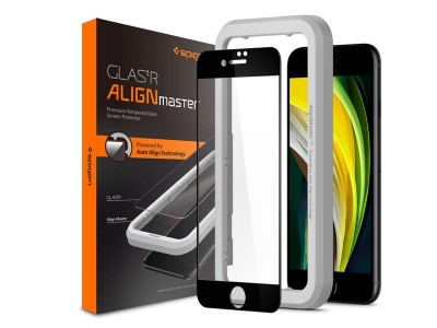 Spigen GLAStR – Tvrdené sklo na displej so zarovnávacou lištou pre správne nalepenie na Apple iPhone 7 / 8 / SE 2020