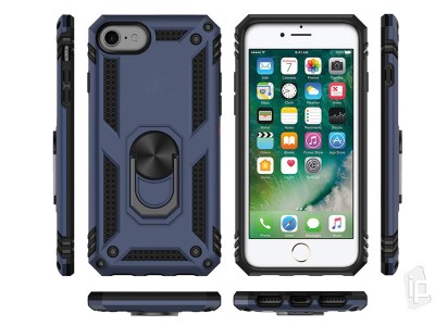 Set odoln obal Fusion Ring Armor (modr) + ochrann sklo (ierne) na displej na Apple iPhone 7 / 8 / SE 2020 / SE 2022