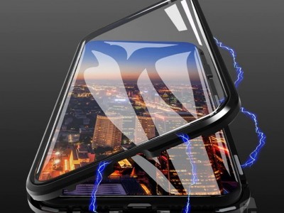 Magnetic Shield 360 Metallic Black (ern) - Magnetick kryt s obojstrannm sklom na Apple iPhone XR