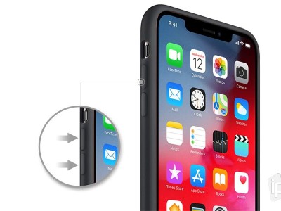 Set Obal Liquid Silicone Cover (ierny) + Ochrann sklo na Apple iPhone XS Max