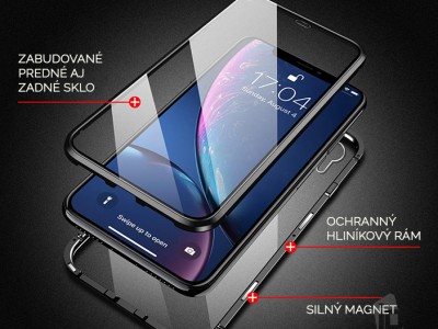 Magnetic Shield 360 Metallic Black (ierny) - Magnetick kryt s obojstrannm sklom na Apple iPhone XR