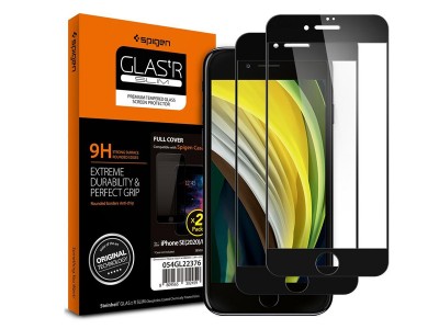 Spigen GLAS.tR Slim - 2x Ochranné tvrdené sklo na celý displej pre Apple iPhone 7 / 8 / SE 2020 (čierne)