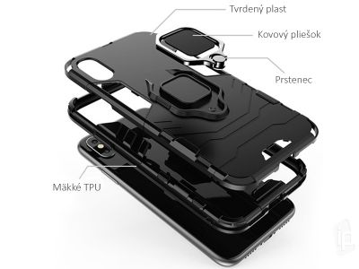 Fusion Ring Defender (erven) - Odoln kryt (obal) na Xiaomi Mi 8 + magnetick driak do auta