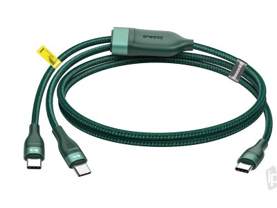 Baseus Flash Series PD 100W 5A (zelen) - Vysokorchlostn kbel USB-C/USB-C pre nabjanie dvoch zariaden (1.5m)