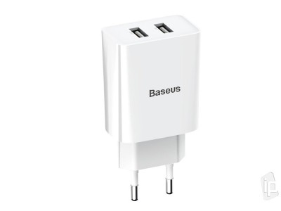 Baseus Wall Charger 2x USB 2.1A (biely) - Nabíjací adaptér pre 2 zariadenia