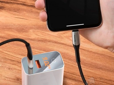 Baseus Waterdrop Quick Charge 18W PD Cable (ierny) - Nabjac synchronizan kbel Lightning/USB-C pre Apple zariadenia (1m)