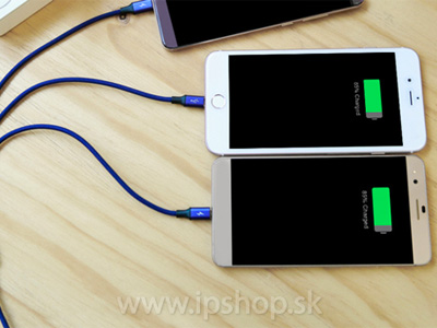 BASEUS Rapid Series Blue (modr) - Nabjac kabel 3 v 1 na Apple iPhone a iPad, Micro USB a USB typ C (USB-C)