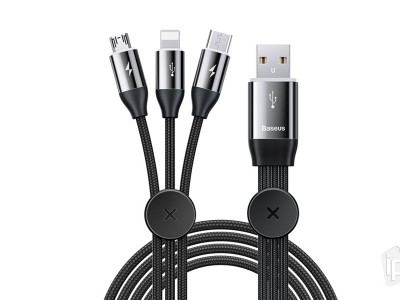 Baseus 3v1 - Nabíjací kábel USB – USB-C / Lightning / Micro USB s možnosťou magnetického prichytenia (1m)