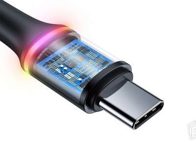 BASEUS Halo Quick Charge 5A 40W (ierny) 0,5m - Nabjac kbel USB-C s LED osvetlenm a funkciou rchleho nabjania
