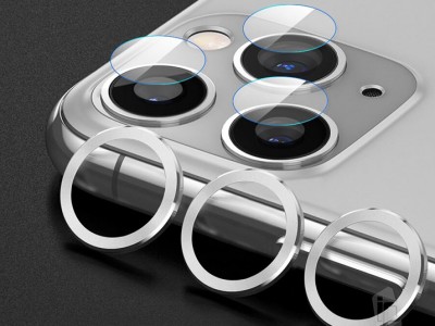 Alloy Protection Rings (strieborn) - 3x ochrann oovky na zadn kamery pre Apple iPhone 11 Pro / Pro Max