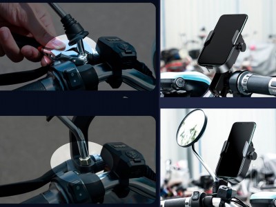 Baseus Armor Bike Holder (strieborn) - Univerzlny driak smartfnu na riadidl - bicykel (motorka, skter)