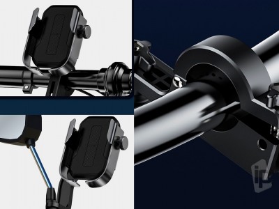 Baseus Armor Bike Holder (strieborn) - Univerzlny driak smartfnu na riadidl - bicykel (motorka, skter)