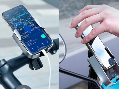 Baseus Armor Bike Holder (stbrn) - Univerzln drk smartfnu na riadidl - bicykel (motorka, skter)