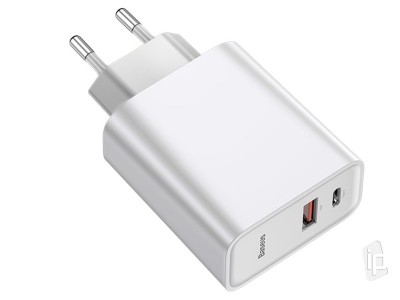 Baseus Quick Charger QC 30W (biela) - Sieov rchlonabjaka pre dve zariadenia + USB-C kbel