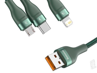 Baseus Data Cable 3v1 (40W)  Nabjac a synchronizan kabel USB  USB-C / Lightning / Micro USB s rchlym nabjanm (1,2m) **AKCIA!!