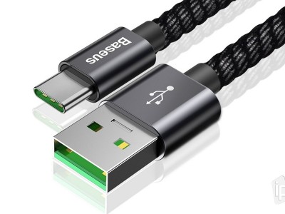 BASEUS Super Charge VOOC QC 3.0 Cable 5A (ierny) - Rchly nabjac kbel USB-C (1m)