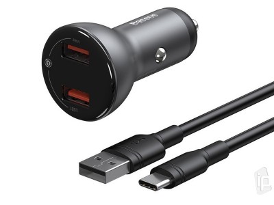 Baseus Dual Quick Charger (45W)  Ultrarchla autonabjeka pro 2 zariadenia + USB-C kabel (1m)