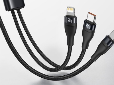 Baseus Flash Series 2v1 (100W)  Rchly nabjac a synchronizan kbel USB-C  USB-C / Lightning (ierny, 1,2m)