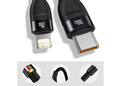Baseus Flash Series 2v1 (100W)  Rchly nabjac a synchronizan kbel USB-C  USB-C / Lightning (ierny, 1,2m)