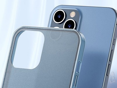 Baseus Frosted Glass  Ochrann kryt pre iPhone 12 / iPhone 12 Pro (modr)