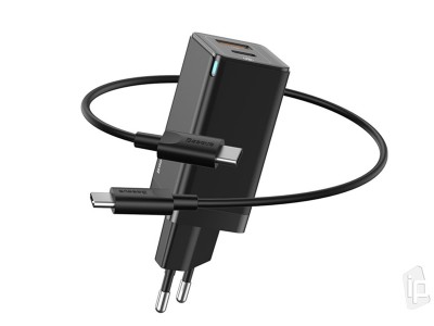 Baseus GaN Quick Charge (45W)  Rchlonabjaka s 1x USB-C + 1x USB portom + Nabjac kbel USB-C/USB-C 3A (1m)