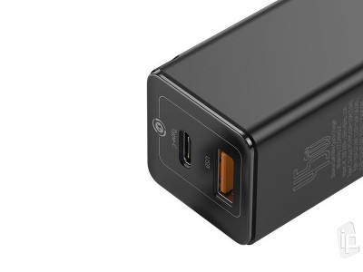Baseus GaN Quick Charge (45W)  Rchlonabjaka s 1x USB-C + 1x USB portom + Nabjac kbel USB-C/USB-C 3A (1m)