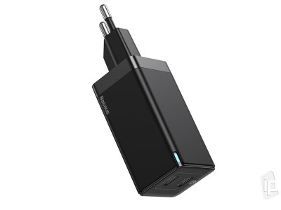 Baseus GaN Quick Charge (45W)  Rchlonabjeka s 2x USB-C portom + Nabjac kabel USB-C/USB-C 3A (1m)