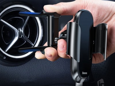 Baseus Glass Phone Holder (ierny) - Univerzlny driak na telefny do 7" do auta do okrhlej mrieky ventiltora