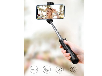 Baseus Mini Selfie Stick (biela)  Kompaktn bezdrtov selfie ty (max. dka 67 cm)
