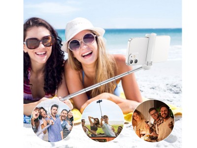 Baseus Mini Selfie Stick (biela)  Kompaktn bezdrtov selfie ty (max. dka 67 cm)