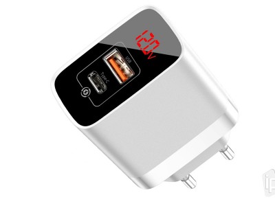 Baseus Mirror Lake Adapter 18W (biela) - Nabjac adaptr pre 2 zariadenia (1x USB + 1x USB-C)