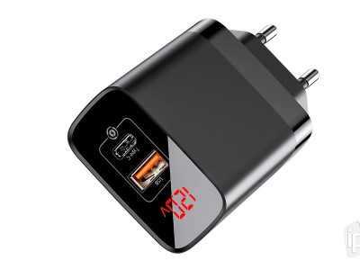 Baseus Mirror Lake Adapter 18W (ern) - Nabjac adaptr pro 2 zariadenia (USB + USB typ C)