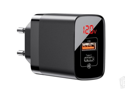 Baseus Mirror Lake Adapter 18W (ern) - Nabjac adaptr pro 2 zariadenia (USB + USB typ C)