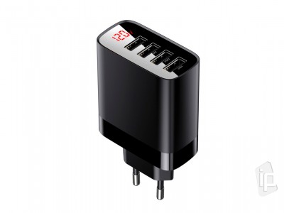 Baseus Mirror Lake Power Adapter 30W (ierna) - Turbo nabjaka do elektrickej siete (do steny) pre 4 zariadenia