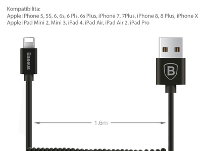 Baseus elastick kabel pro Apple iPhone, iPad a iPad Air (dka 40-120 cm)