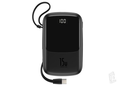 Baseus Qpow 10 000mAh – Powerbanka s rýchlym nabíjaním 2x USB, 1x USB-C/Lightning port a integrovaným káblom USB-C (3A)