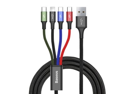 Baseus Rapid Series 4v1 (3,5A) – Nabíjací kábel USB-C / Lightning / 2x Micro USB s podporou rýchleho nabíjania (1,2m)