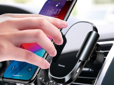 Baseus Intelligent One Hand Car Phone Holder (ierny) - Univerzlny driak do auta do mrieky ventiltora so senzorom **AKCIA!!