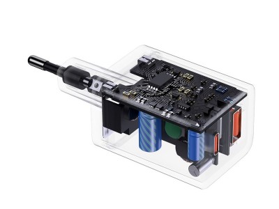 Baseus Super Si Pro (30W)  Nabjac adaptr 1x USB 1x USB-C s podporou rchleho nabjania QC/PD (biela)