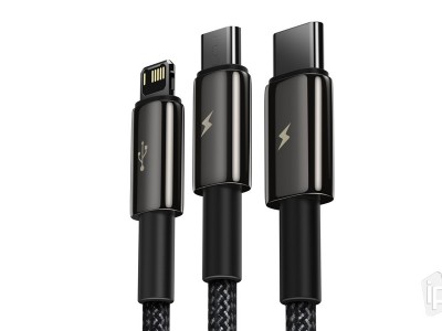 Baseus Tungsten Gold 3v1 (3.5A)  Nabjac a synchronizan kbel USB  USB-C / Lightning / Micro USB (1,5m)