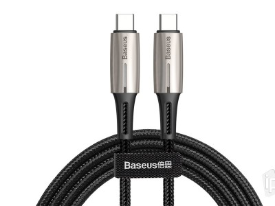 Baseus Water Drop Cable 60W 3A (ierny) - Rchly nabjac a synchronizan kbel USB-C na USB-C s rchlym prenosom dt (2m)